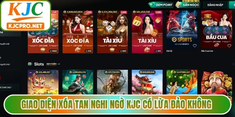 Giao diện xóa tan nghi ngờ KJC có lừa đảo không 